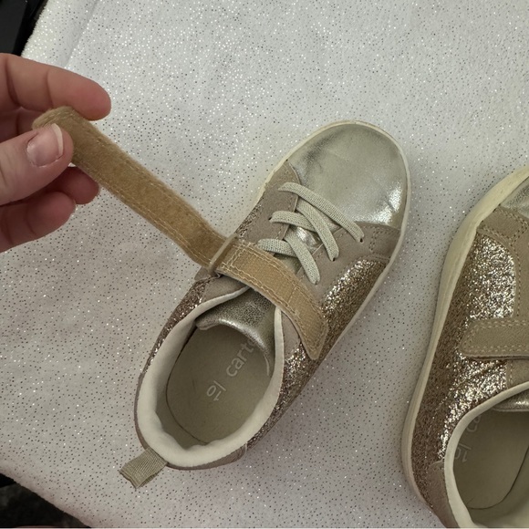 CARTER’S Toddler Girls Gold Sparkle Velcro Sneakers - Picture 8 of 8